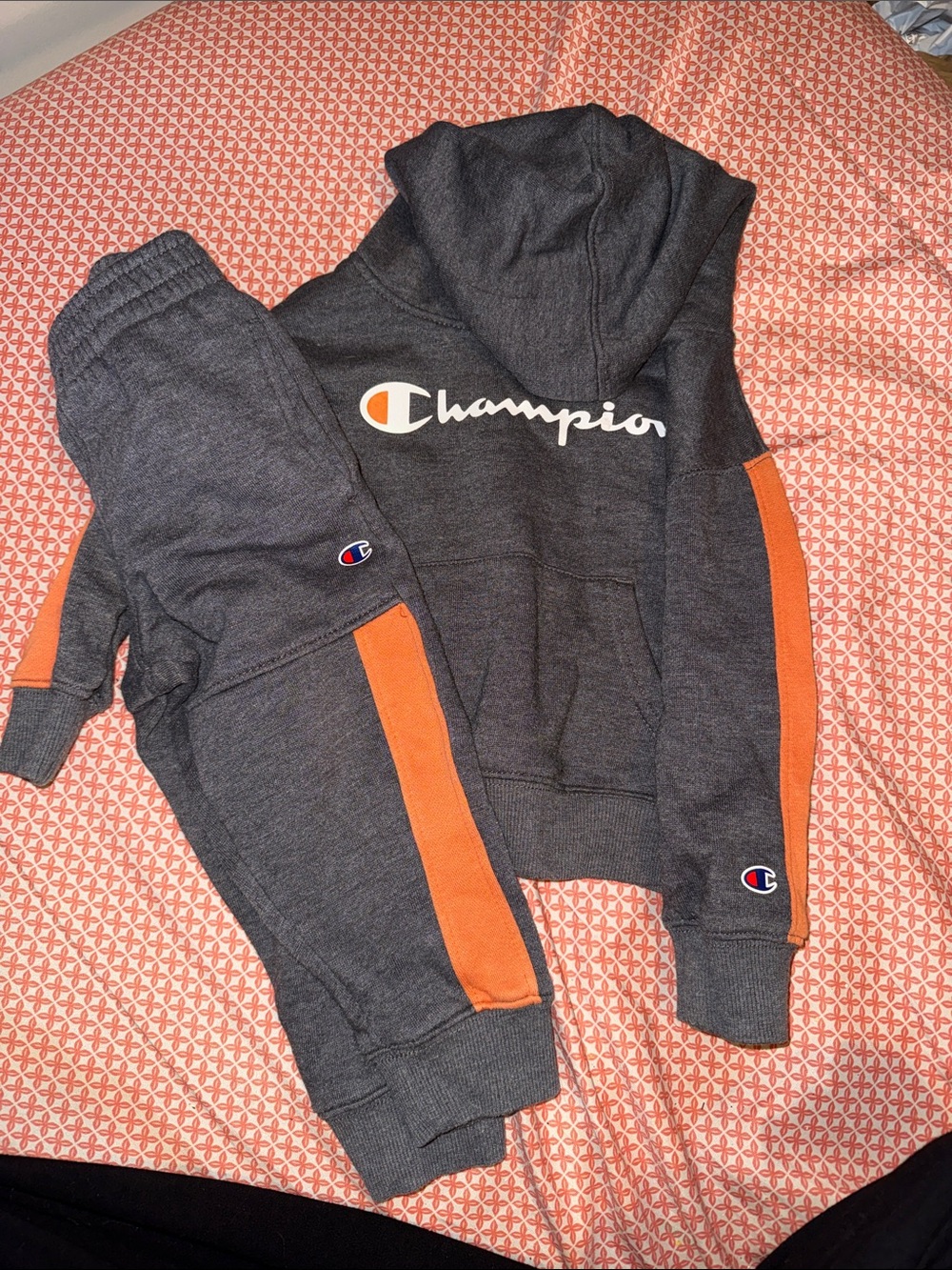 Champion Kids' Charcoal Gray & Orange Hoodie Jogger Set 3T